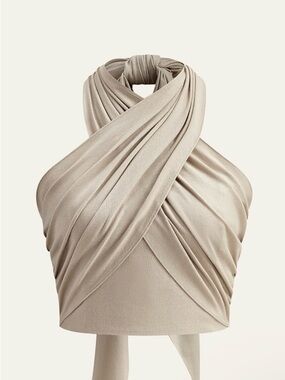 Commense Neutral Beige Textured Halter Top Size S NWT